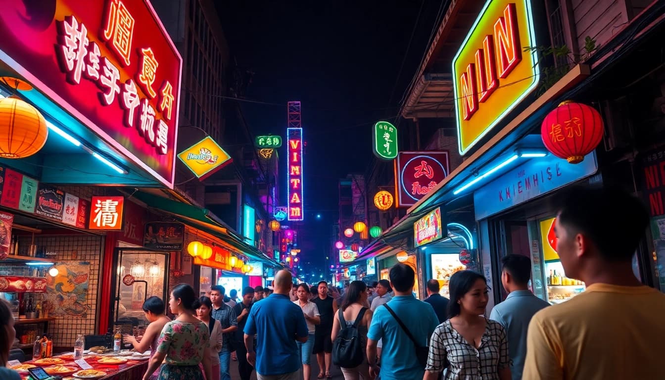 Experience the lively 베트남밤문화 with colorful nightlife and vibrant street scenes.