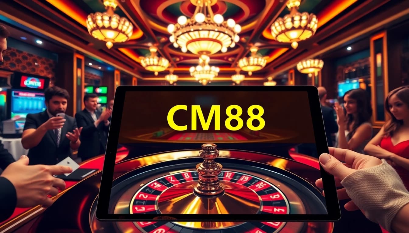 CM88 casino roulette action with players placing bets and vibrant lighting.