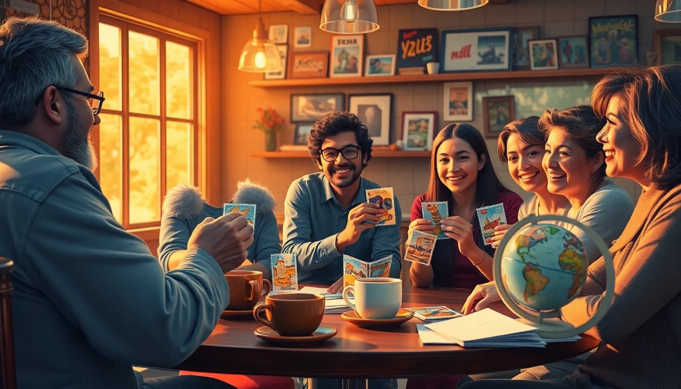 Discover affordable postage stamps exchanged with joy in a cozy café.