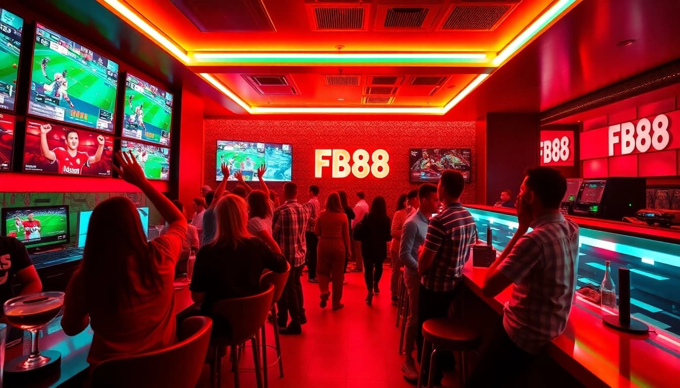 Experience thrilling sports betting at FB88's dynamic bar setting with live events.
