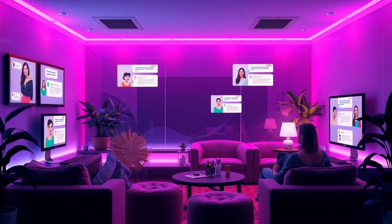 Engaging environment for porn chat showcasing diverse users in a modern chat room.