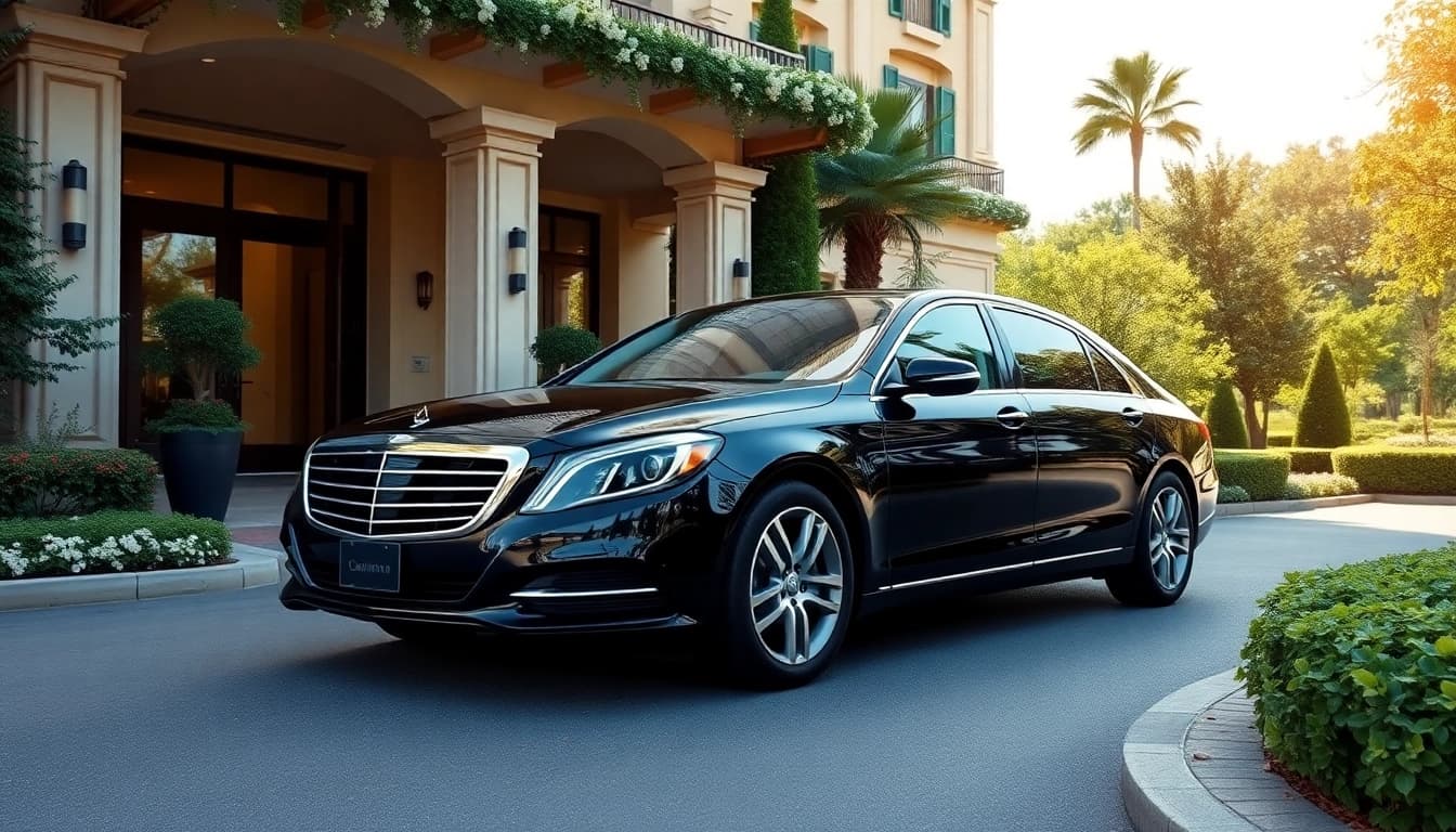 Chauffeur Services near me available outside a luxury hotel, showcasing elegance and sophistication.