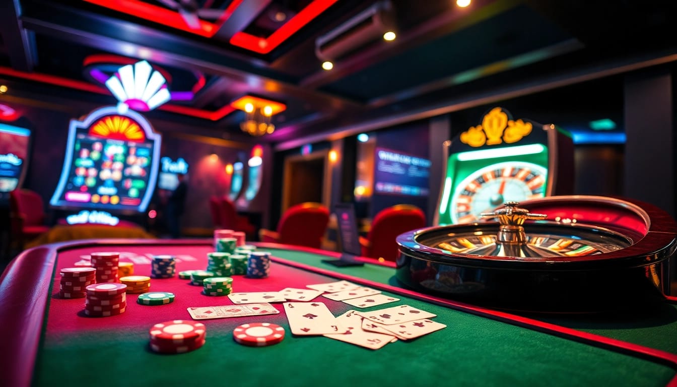 Experience the excitement of F8BET with our vibrant casino scene featuring lively tables and games.