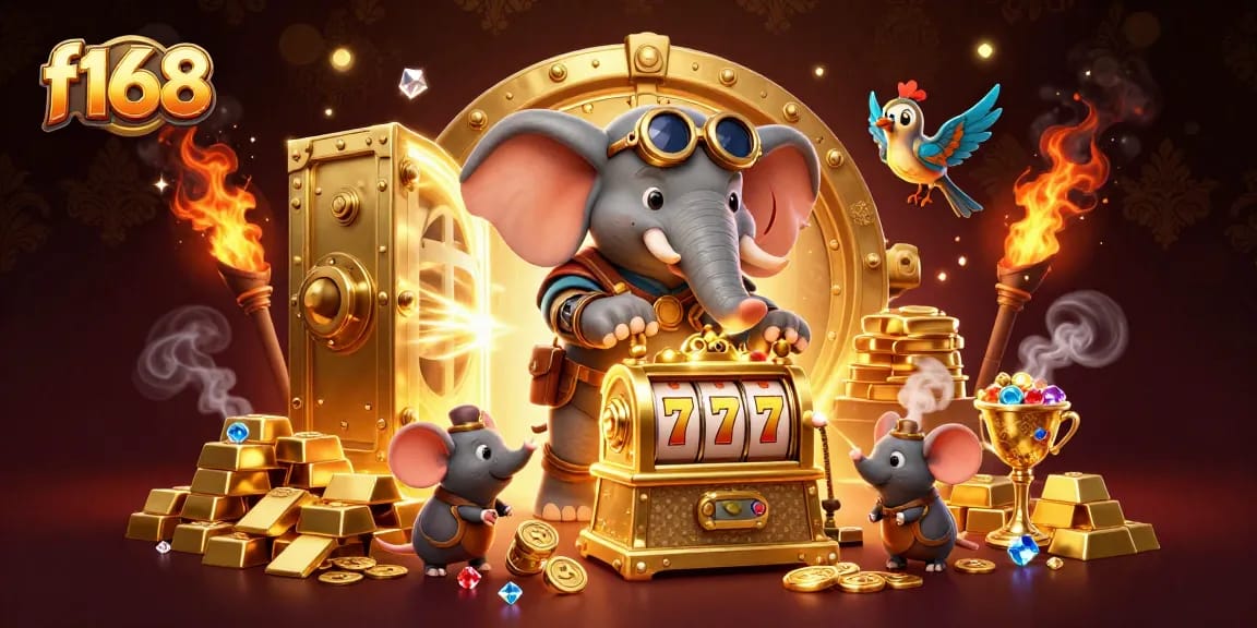 Experience thrilling action at f168 with a steampunk elephant and vibrant slot machine