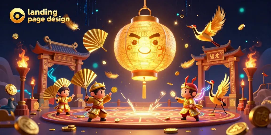 Engaging landing page design showcasing a vibrant casino scene with animated characters and gameplay elements.