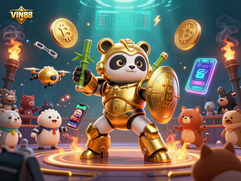 Experience thrills with VIN88 in this vibrant casino scene featuring action-packed gaming elements.