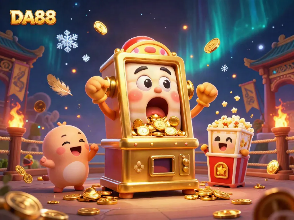 Engage with DA88's thrilling gaming experience showcasing golden jackpot celebrations amidst vibrant carnival elements.