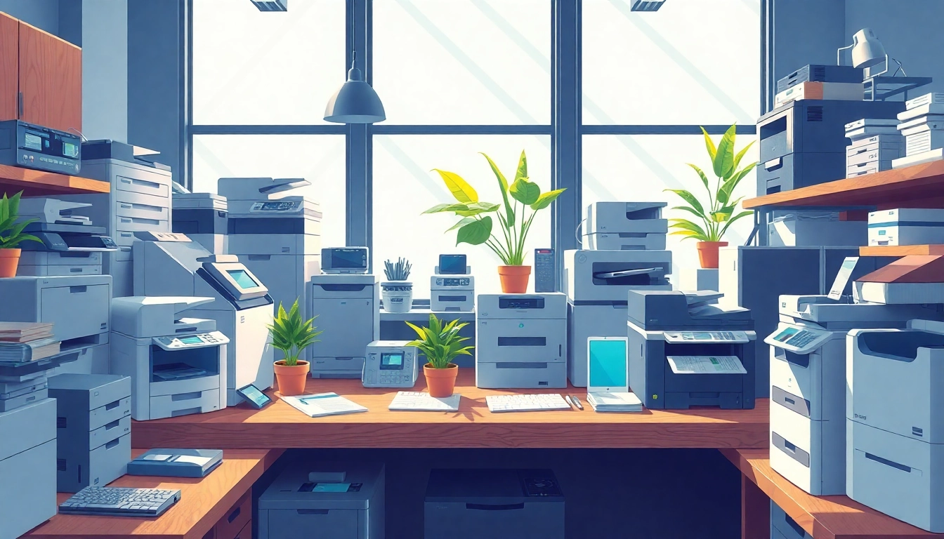 Office machines in an innovative workspace showcasing creativity and efficiency.