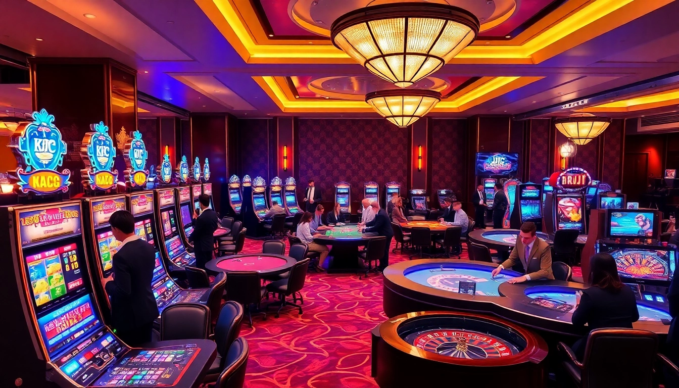 Engaging in an exciting game at KJC's luxurious casino, where players enjoy poker and roulette.