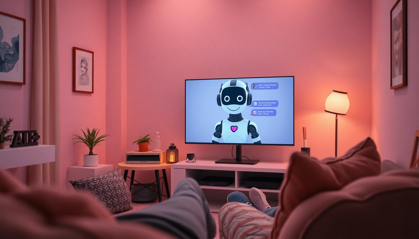 Engaging in ai sex chat with a personalized AI character in a cozy digital chat room.