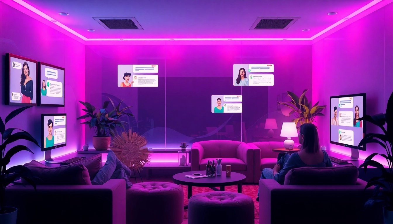 Engaging environment for porn chat showcasing diverse users in a modern chat room.