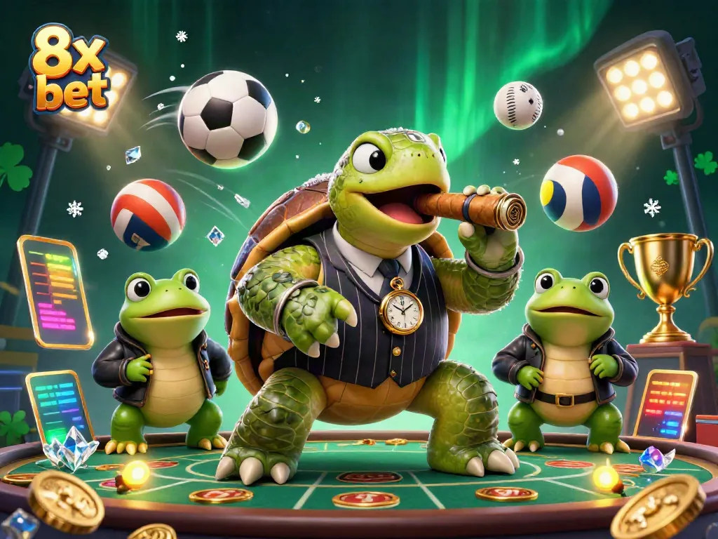 Experience thrilling moments with 8x bet in a vibrant 3D casino scene filled with excitement and flair.