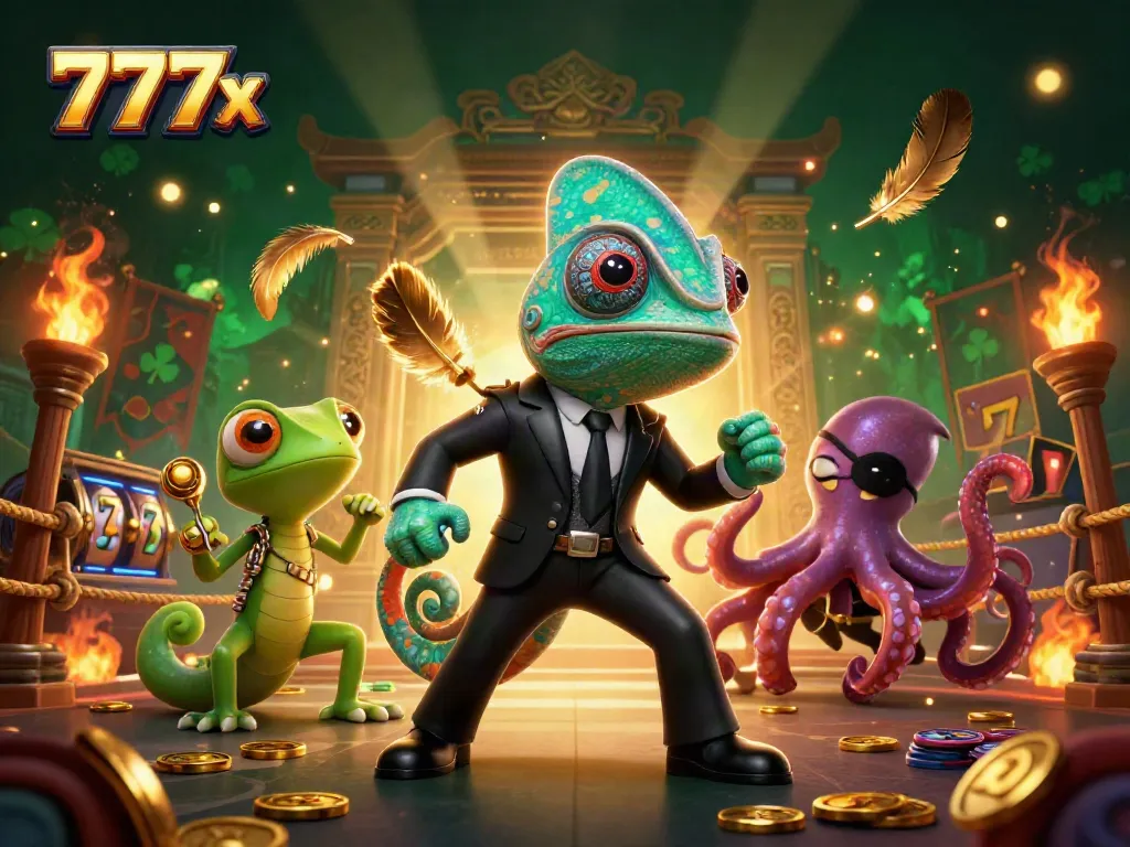 Experience thrilling gaming at 777x with fun characters and vibrant casino elements.
