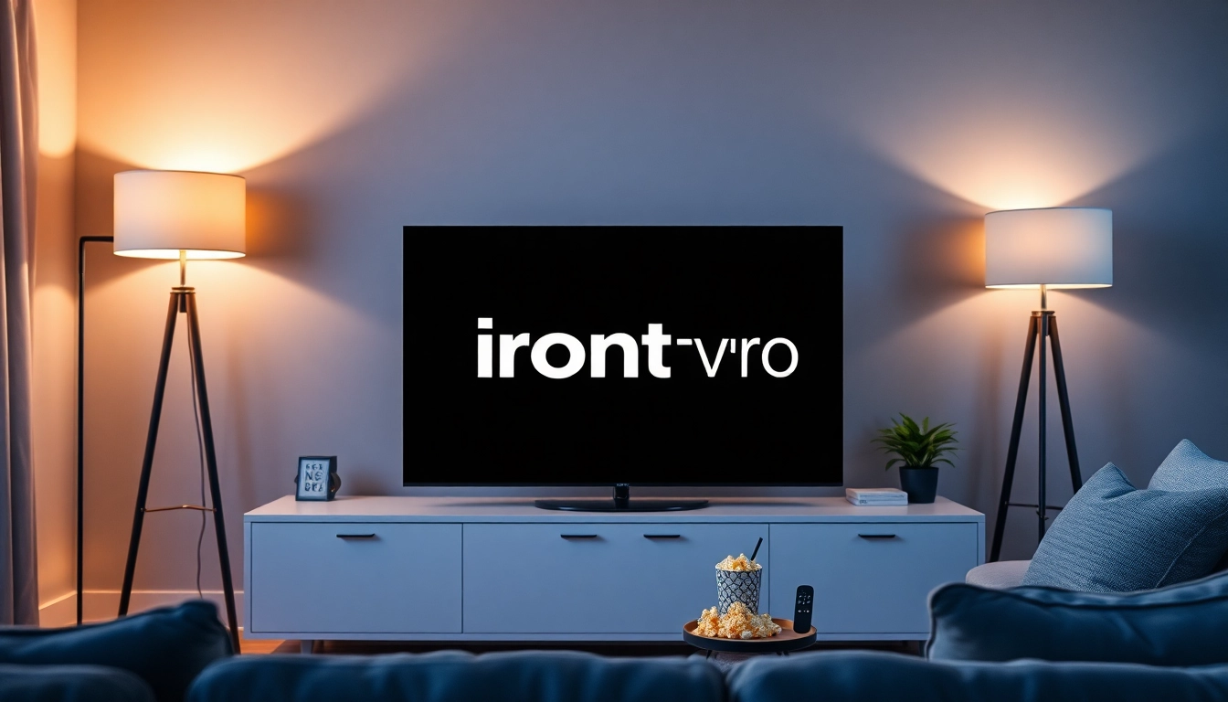Streaming with iron tv pro on a sleek smart TV in a cozy living room setting.