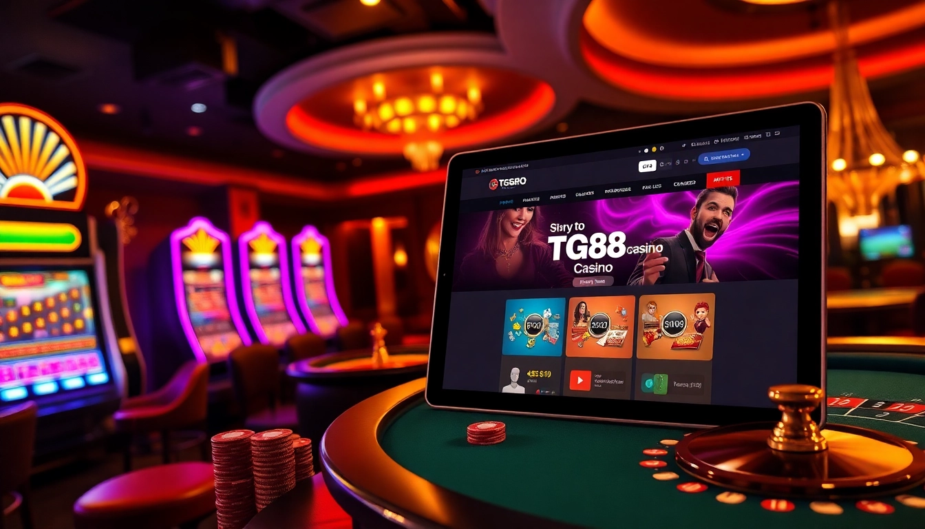 Experience the thrill of betting at https://tg88-casino.com/ with vibrant casino visuals showcasing excitement and luxury.