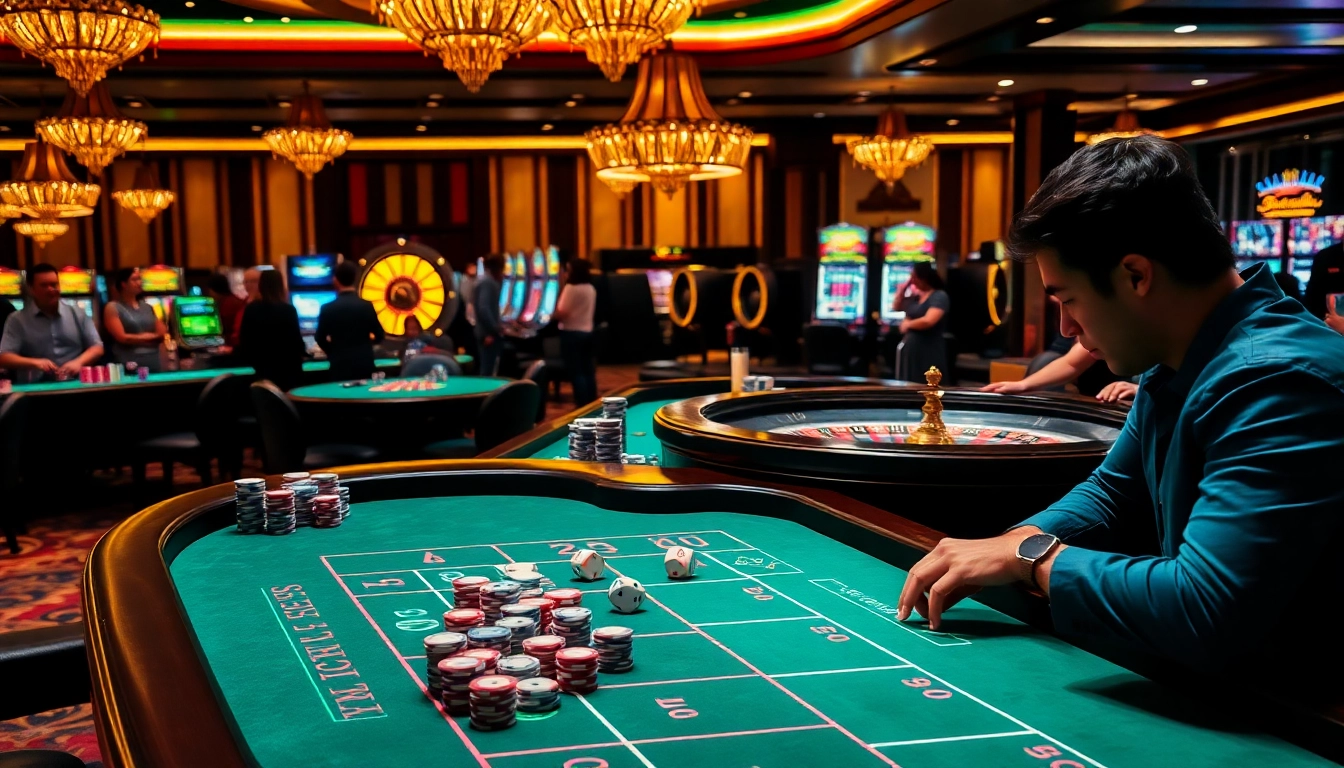 Exciting gameplay at jeetbuzz ক্যাসিনো with colorful gaming chips and roulette wheel.