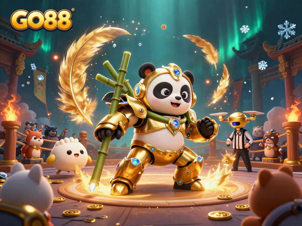 Engage in exciting gameplay with GO88's vibrant 3D casino scene featuring captivating characters and rich elements.
