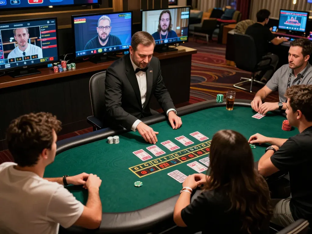Players engaging in strategic blackjack gameplay at CM88 online casino, showcasing immersive live dealer experience.