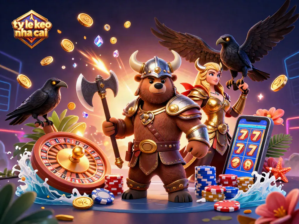 Experience thrilling ty le keo nha cai sports betting action with dynamic characters and vibrant casino elements.