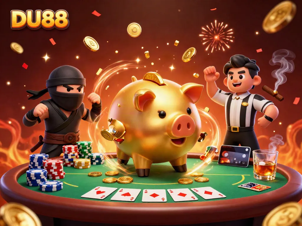 Experience the excitement at DU88 with dynamic casino action featuring vibrant characters and colorful game elements.