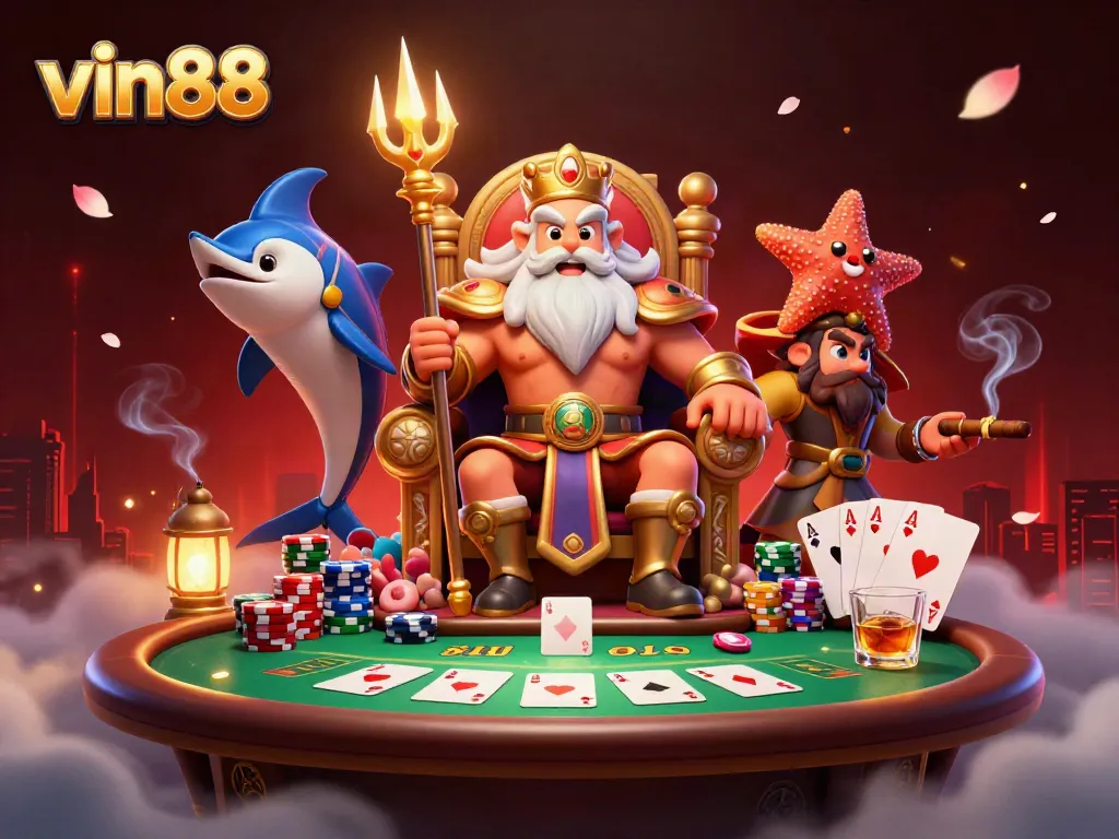 Engage with vin88 as Neptune leads players in an immersive poker night filled with excitement.