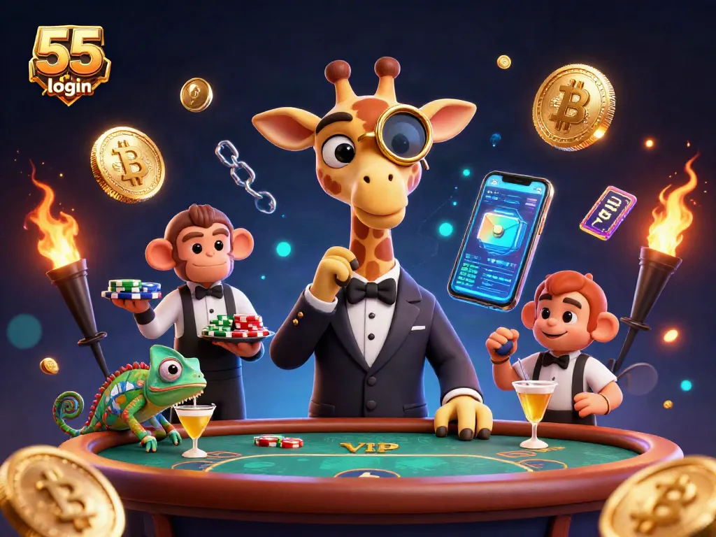 Experience seamless gaming with 55 club login, featuring vibrant characters in a rich casino atmosphere.