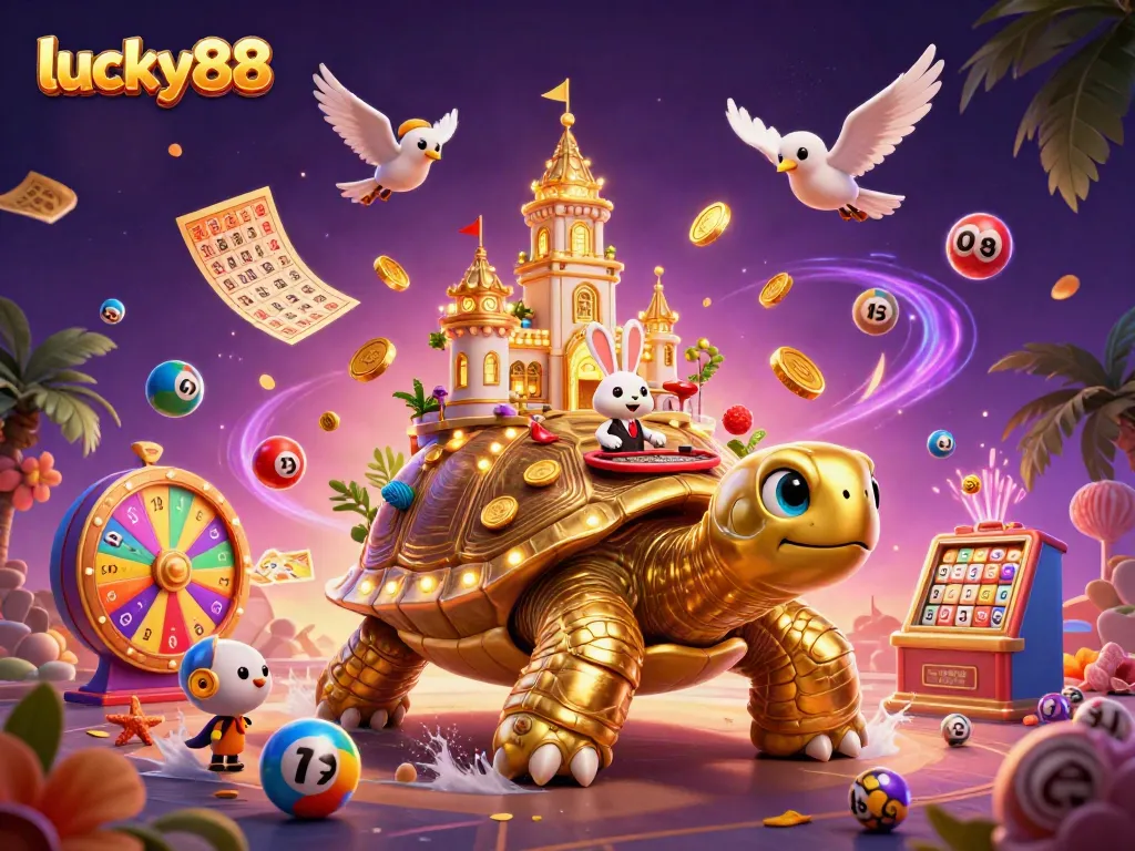 Engaging lucky88 gaming scene with dynamic characters, golden coins, and vibrant casino elements.