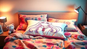 Snuggle with a soft dakimakura pillow featuring vibrant anime art, perfect for a cozy bedroom accent.
