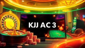 Exciting online gambling scene featuring KJC AC 3 and vibrant slot machines at play.
