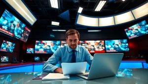 Stay updated with lates UK news from a bustling newsroom environment.