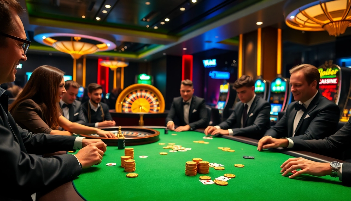 A vibrant poker game at Vb88 casino showcasing exciting gameplay and golden chips.