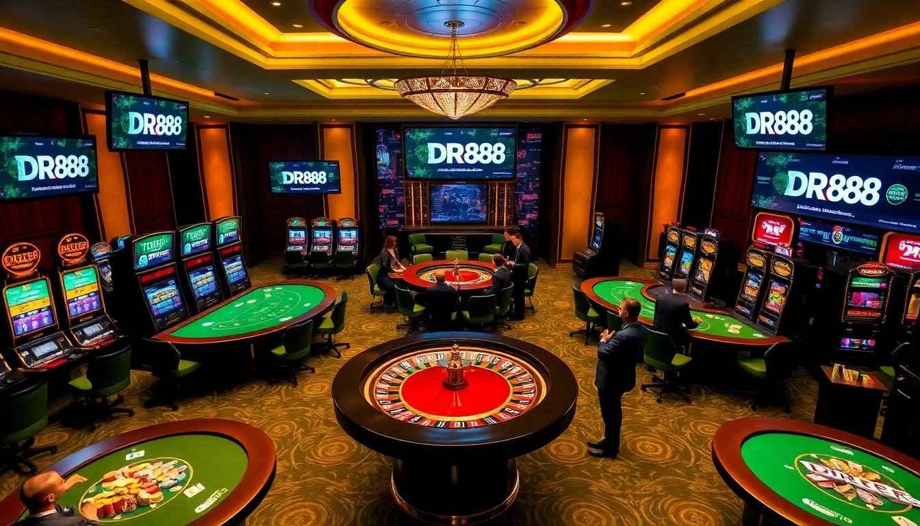 Players enjoying a thrilling casino night with DR88 games and vibrant virtual interfaces.