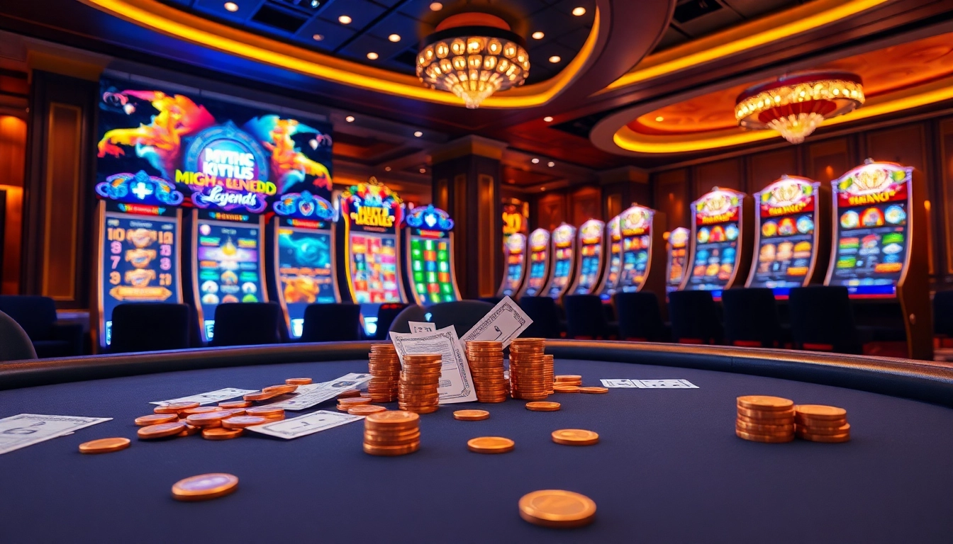 Nổ hũ đổi thưởng online game showing colorful slot machines and jackpot excitement.