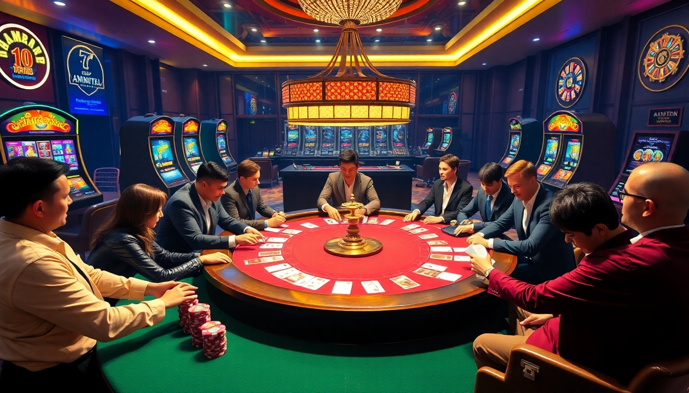 Players enjoying a poker game at a casino, emphasizing 상품권소액결제 for a modern gambling experience.
