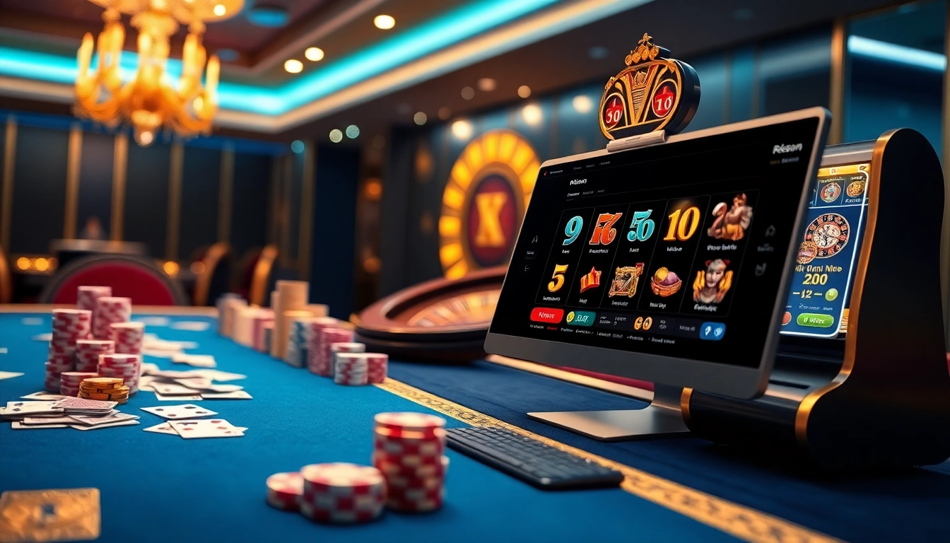 Experience thrilling gameplay at rr88.com with vibrant casino visuals featuring cards and chips.
