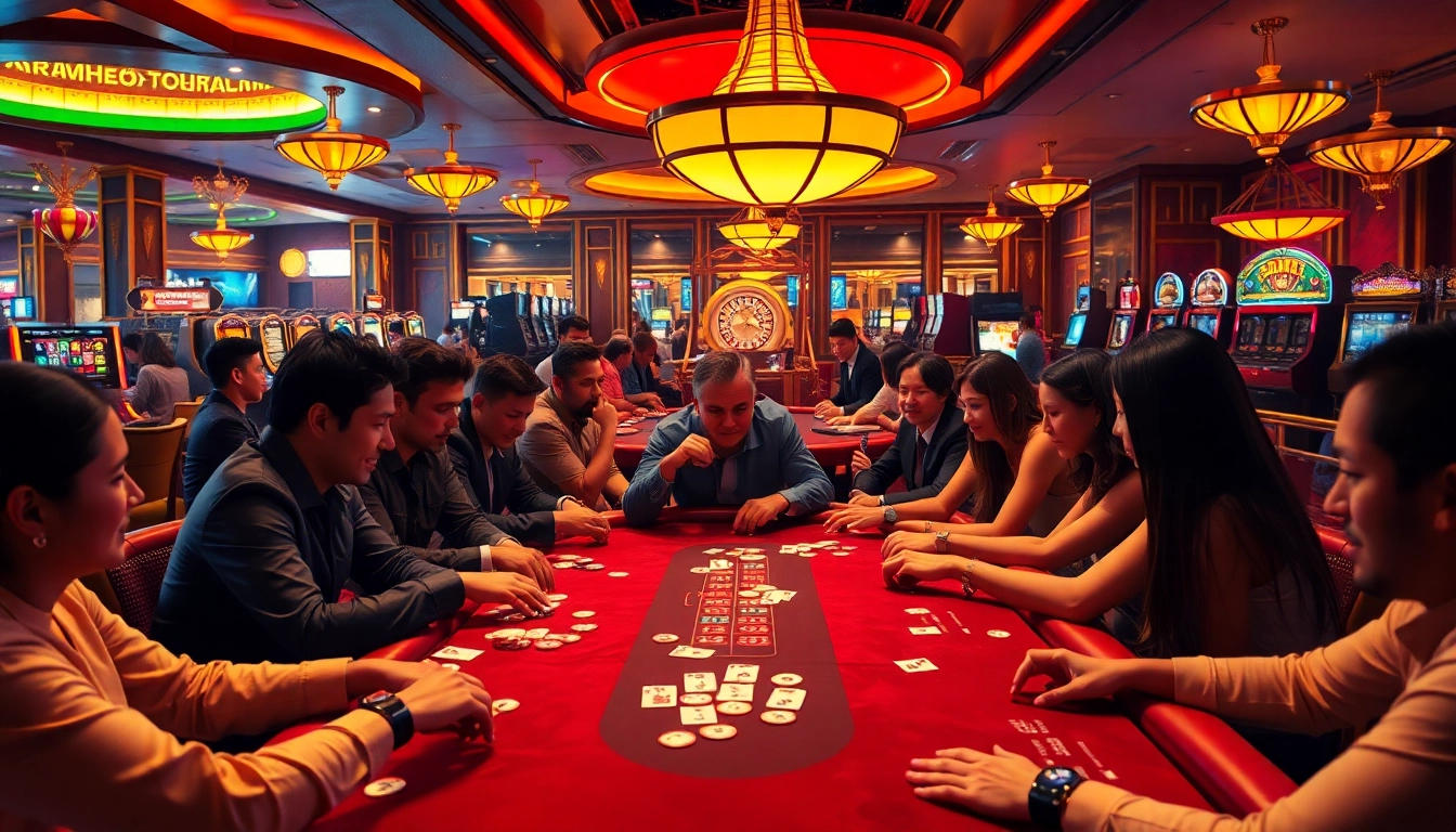 Join enthusiastic gamblers at 여기여's elite casino tables, filled with excitement and vibrant energy.