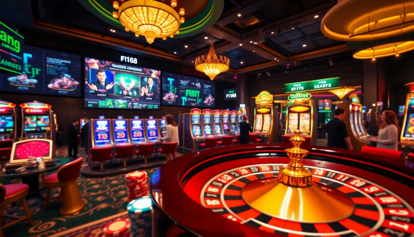 Experience excitement at F168 Casino with vibrant roulette and lively players enjoying thrilling games.