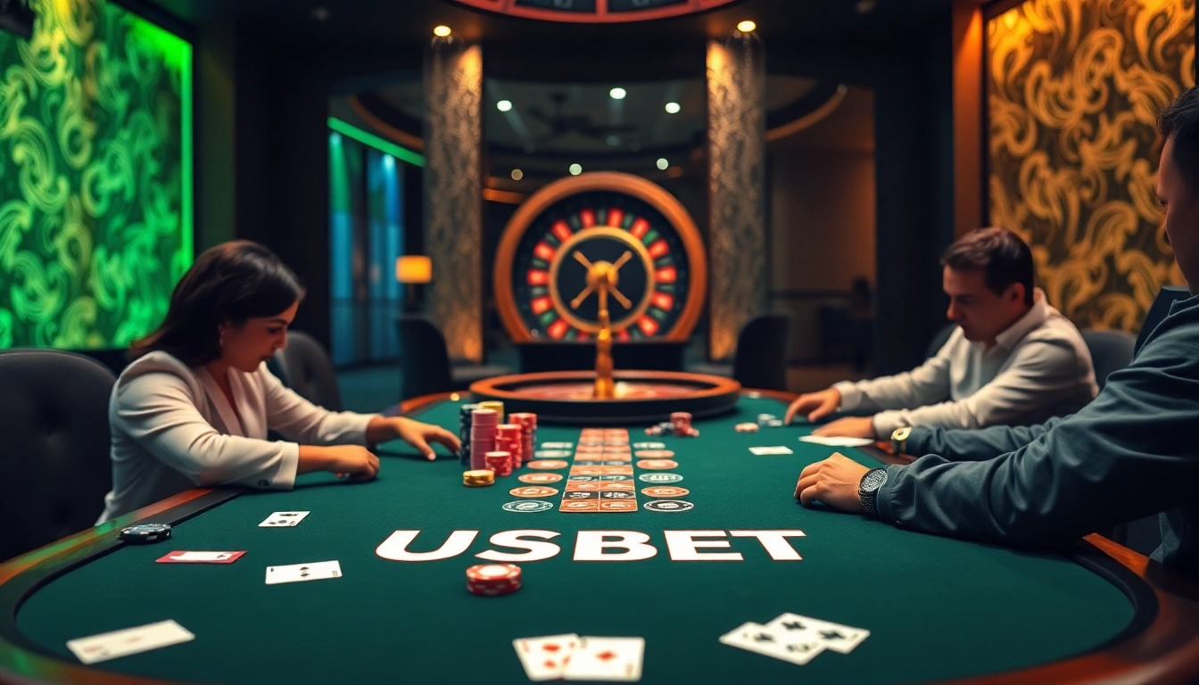 USBET table attracting players with vibrant poker chips and inviting atmosphere.