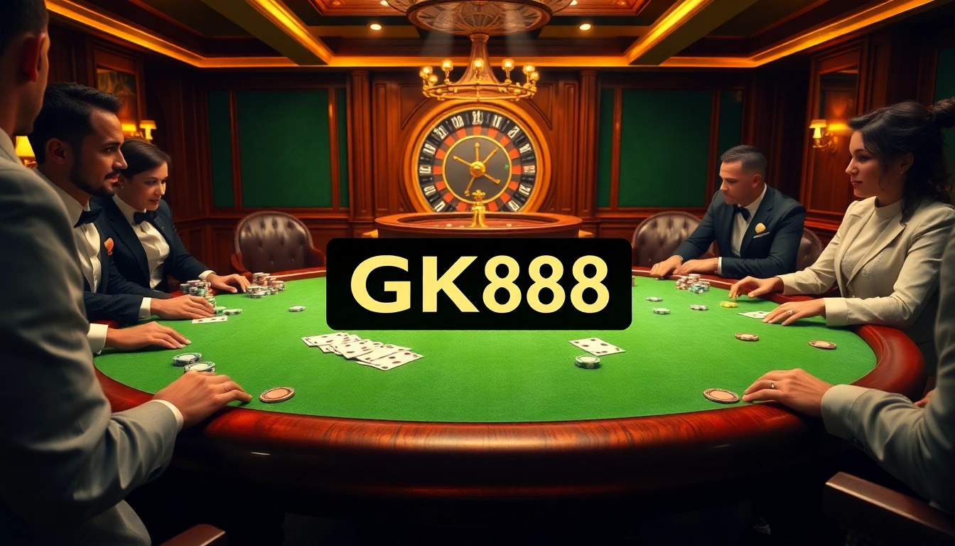 Engage in thrilling gameplay at Nhà cái GK88 with colorful poker chips and high-stakes poker table.