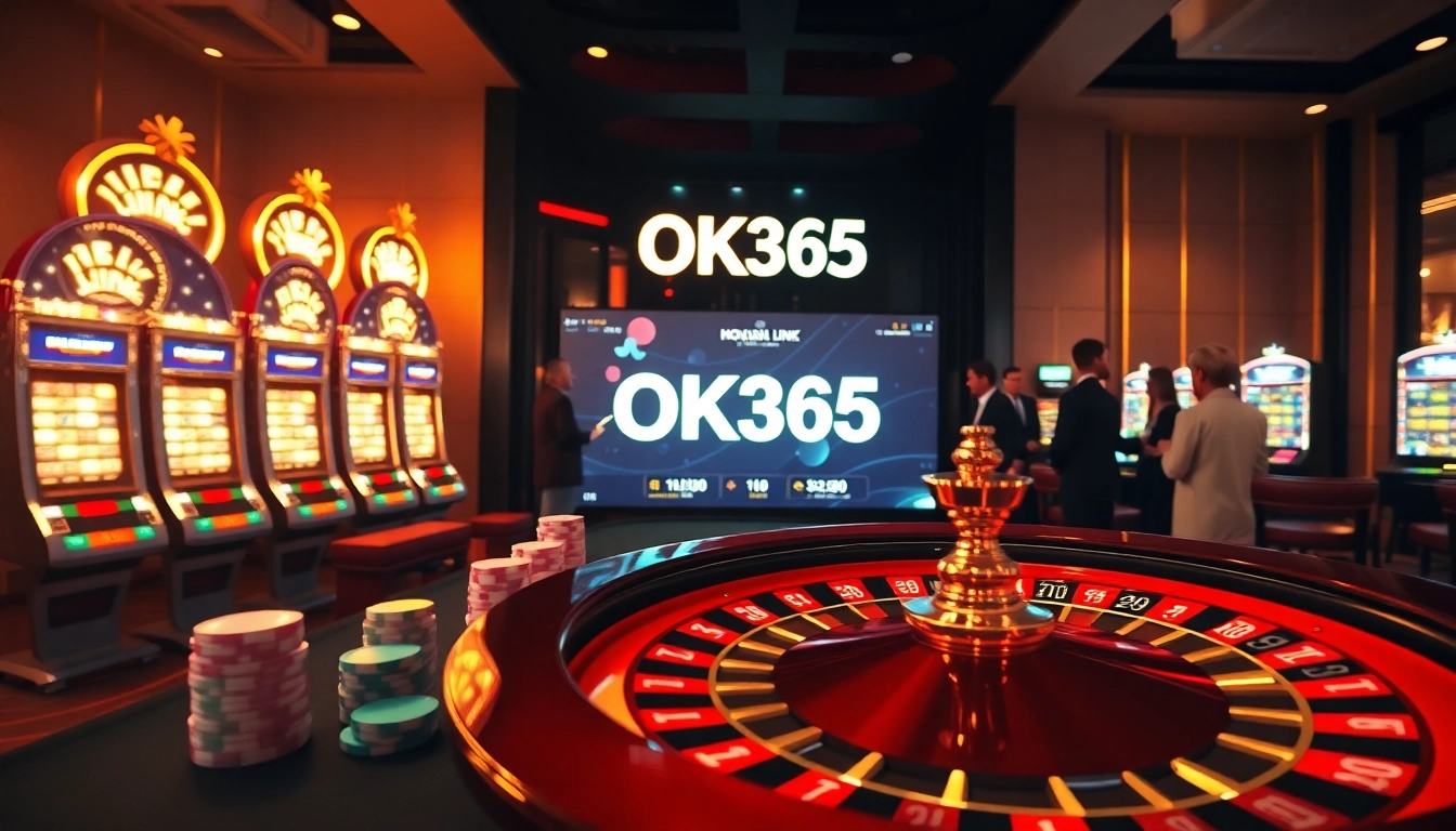 Experience the thrill of online gambling with the OK365 link showcasing an elegant casino atmosphere.