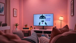 Engaging in ai sex chat with a personalized AI character in a cozy digital chat room.