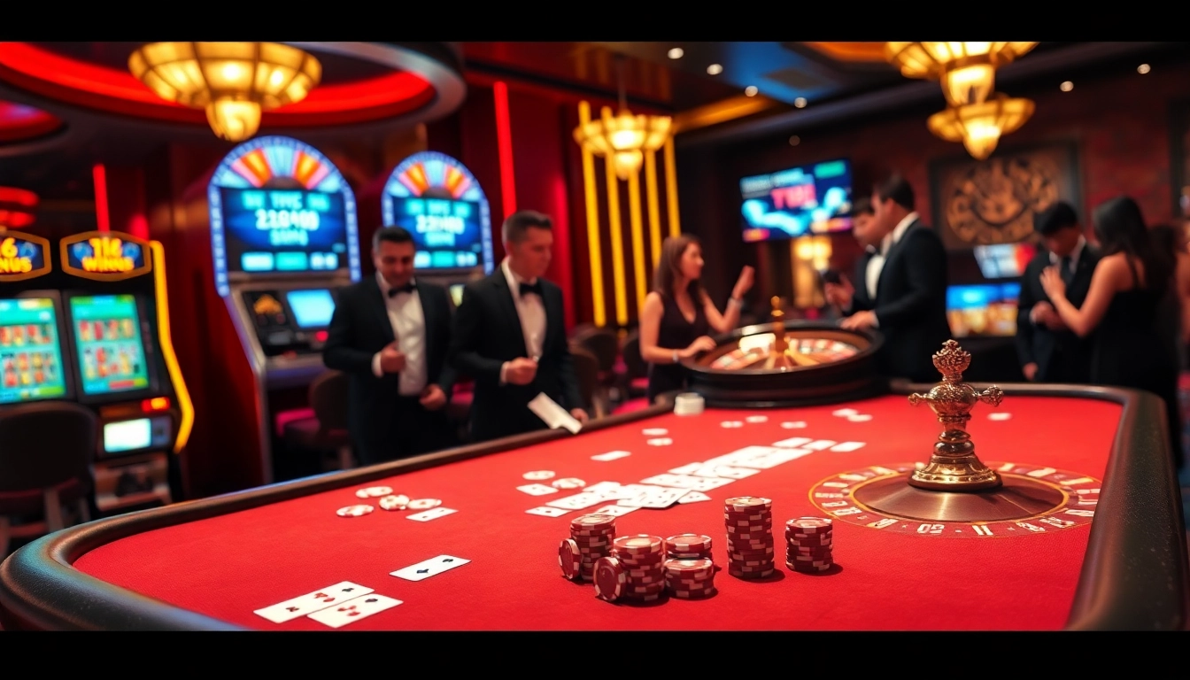 Experience the thrill of gameplay at tv88 with vibrant casino tables and eager players.