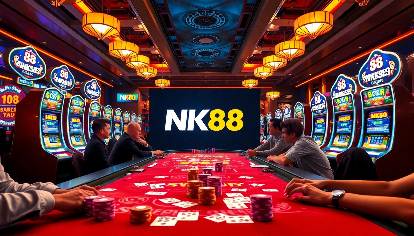 Experience thrilling gameplay at NK88 with dynamic casino tables and colorful chips.