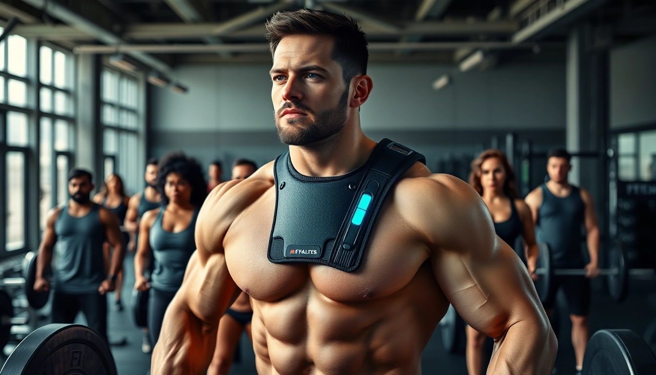Shoulder brace for weightlifting showcased in action during a powerful gym lift.
