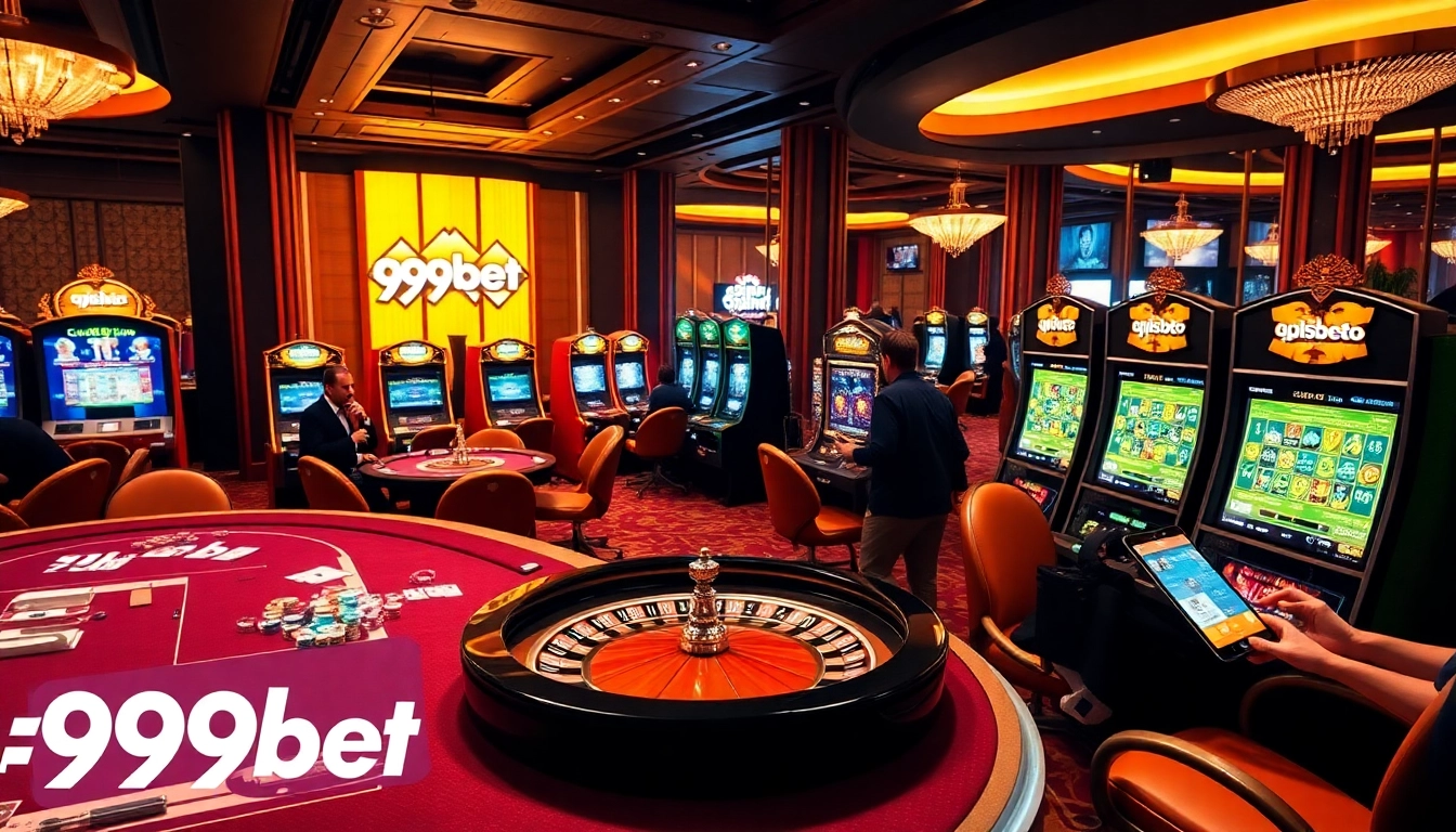 Experience the thrill of casino gaming with 999bet as players engage at vibrant tables.