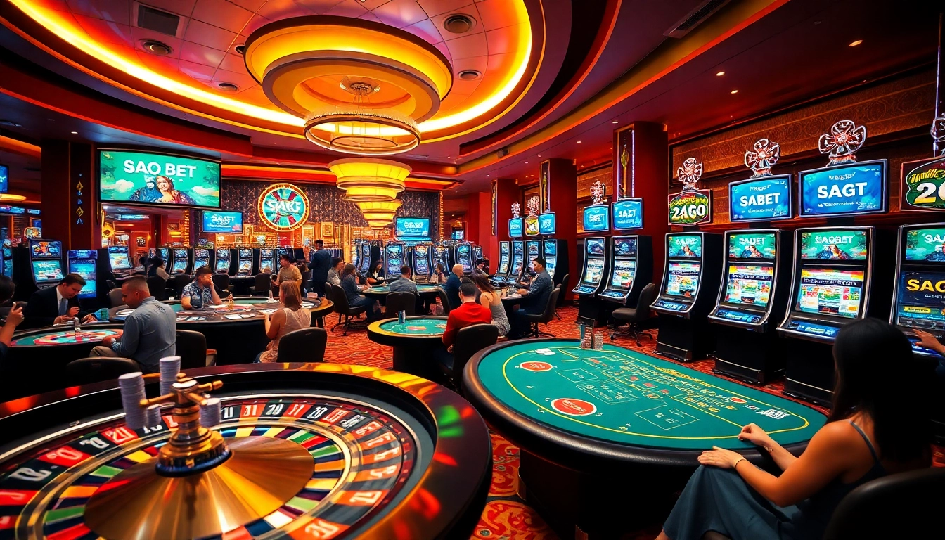 Experience the excitement of SAO BET at a vibrant casino filled with games and enthusiastic players.