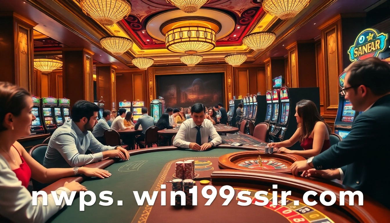 Exciting gaming scene at https://win79sr.com/ showcasing poker, slots, and roulette.