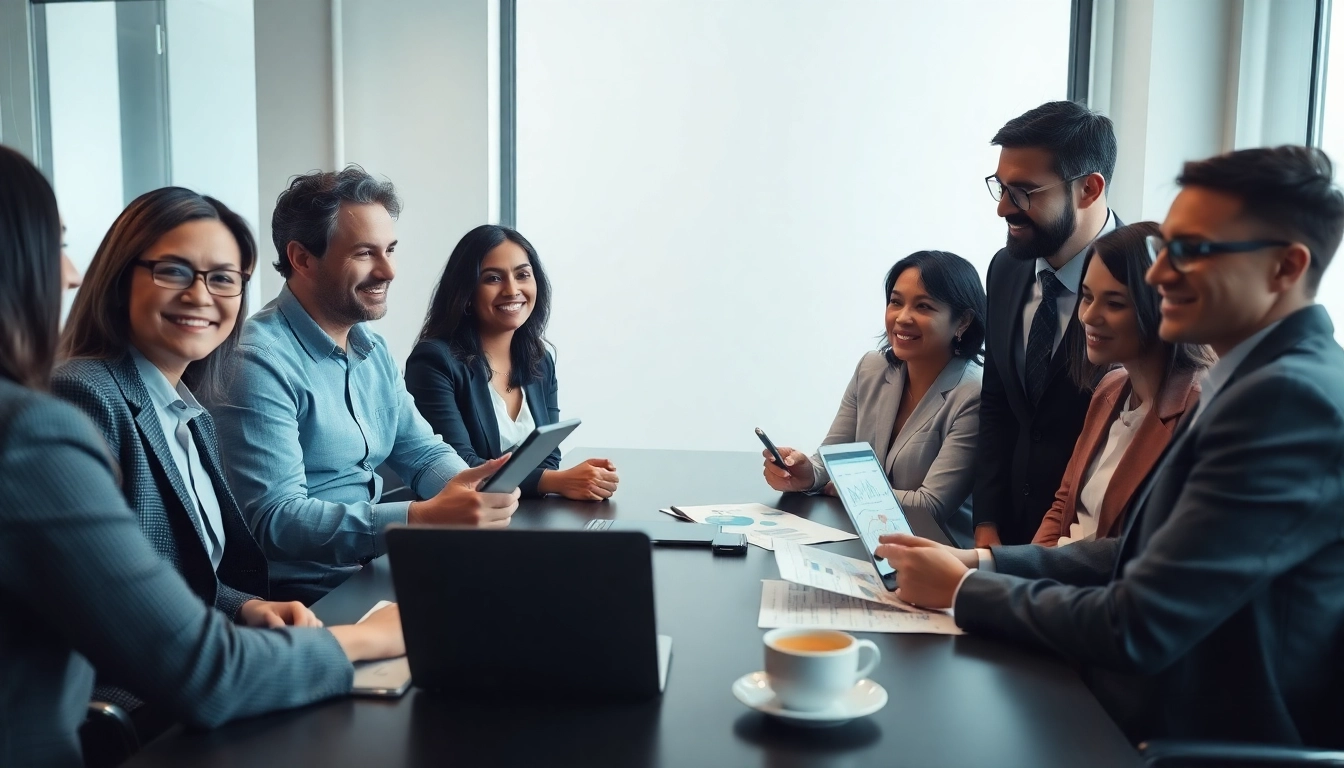 Logo ERP danışmanlığı meeting in a professional setting with businesspeople discussing solutions.