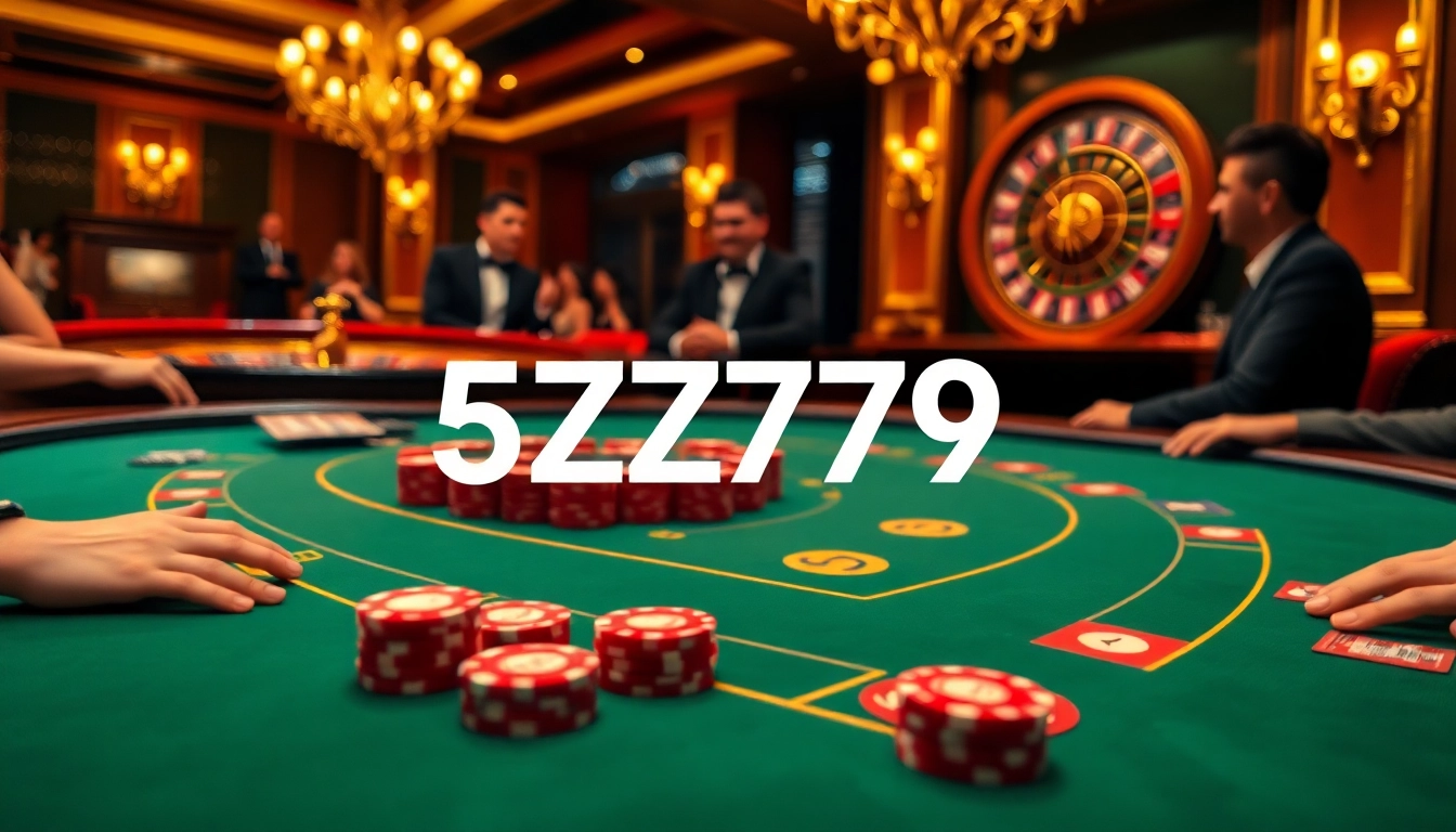 Experience the excitement of high-stakes poker gaming with 5Z7779 at a luxury casino table.
