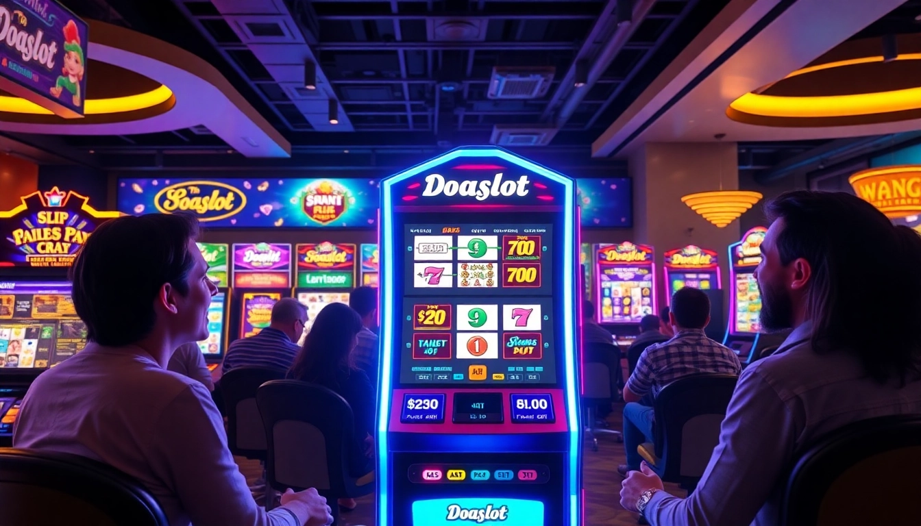 Exciting gaming experience featuring the Doaslot slot machine in a vibrant casino setting.